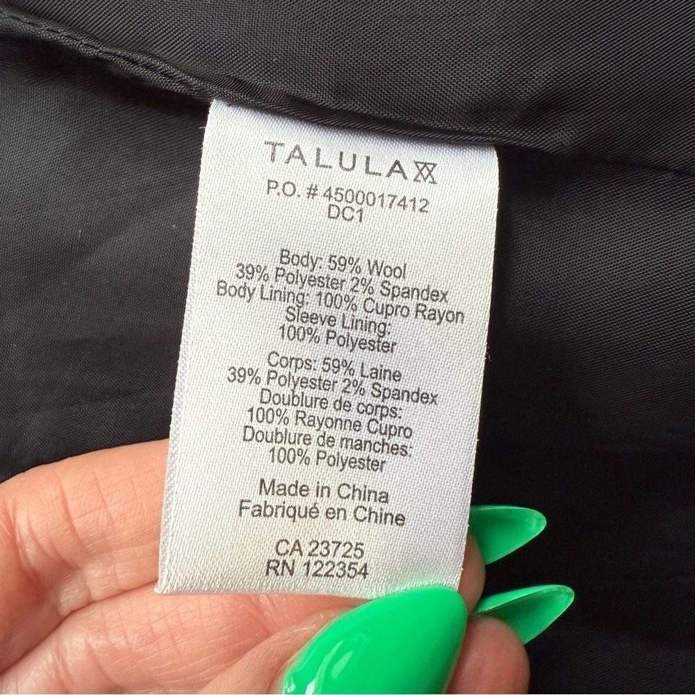 Talula Black Suit Jacket with Structured Silhouette Women’s 2 Business Office - Picture 5 of 16